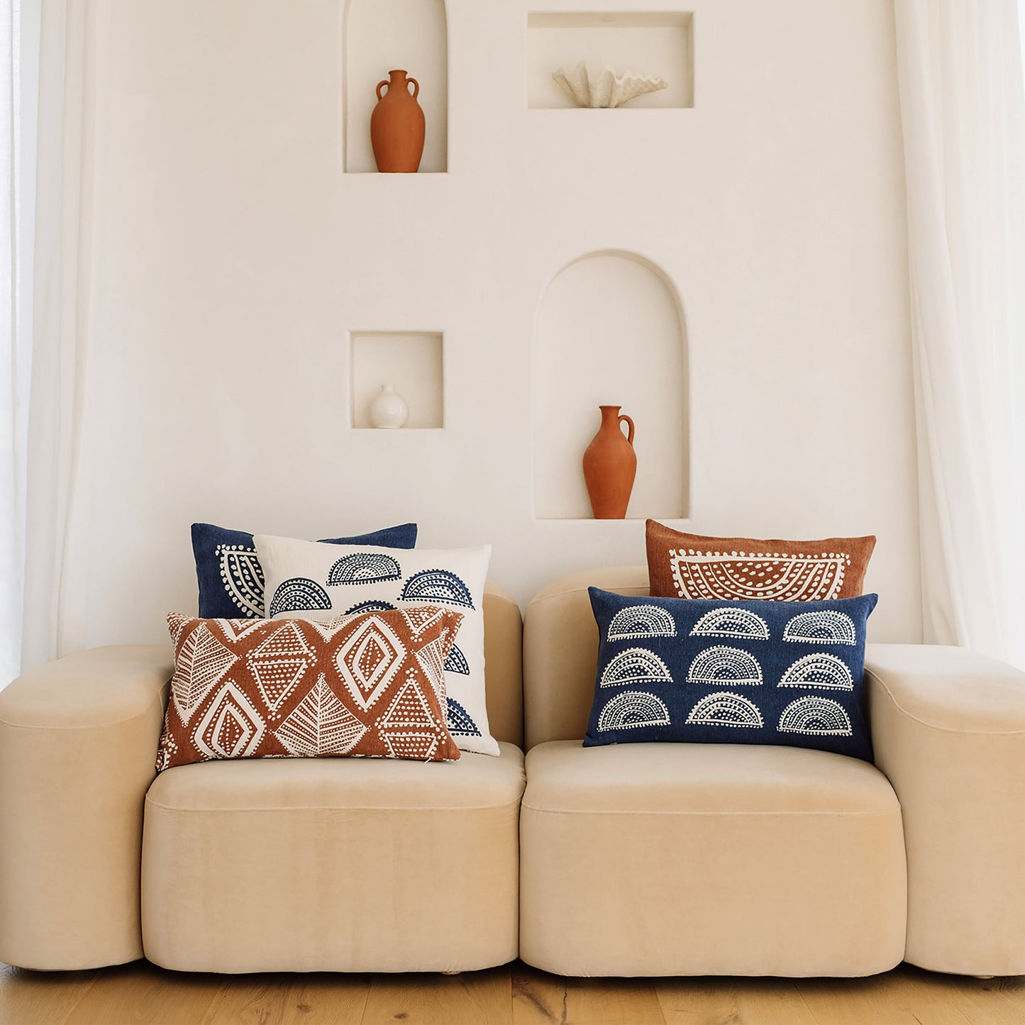 Radiance handcrafted Sunburst print lumbar pillow cover