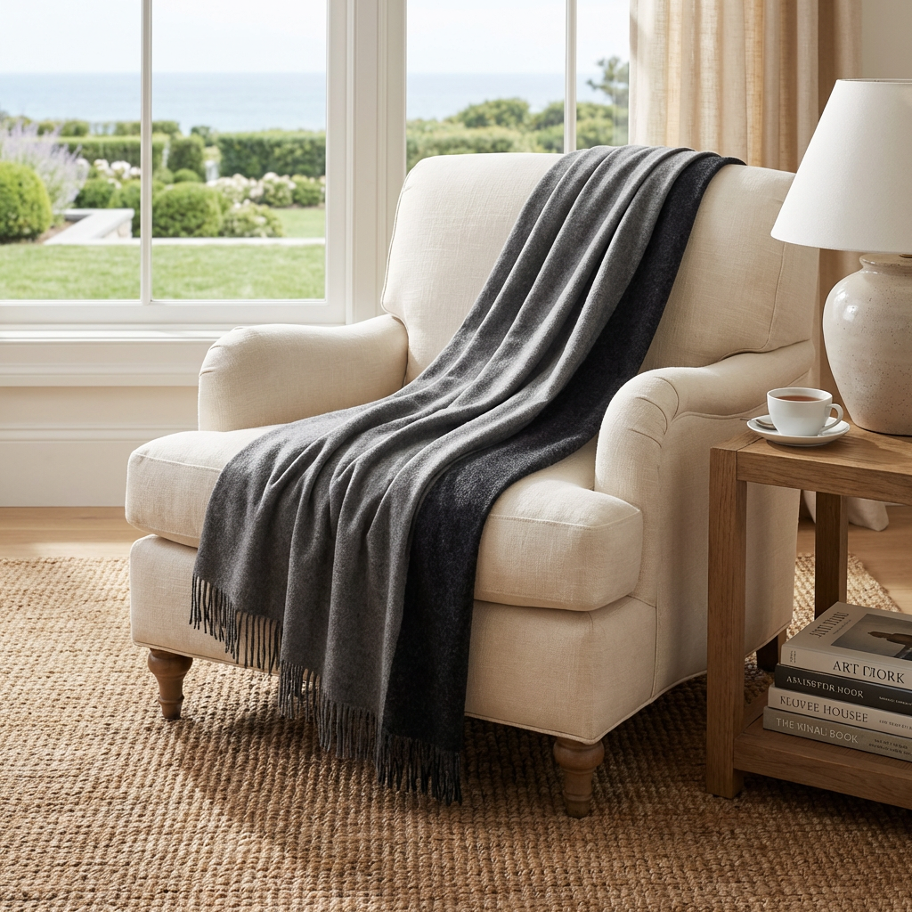 Highland Tweeds Reversible Double Cloth Throw - Silver/Grey