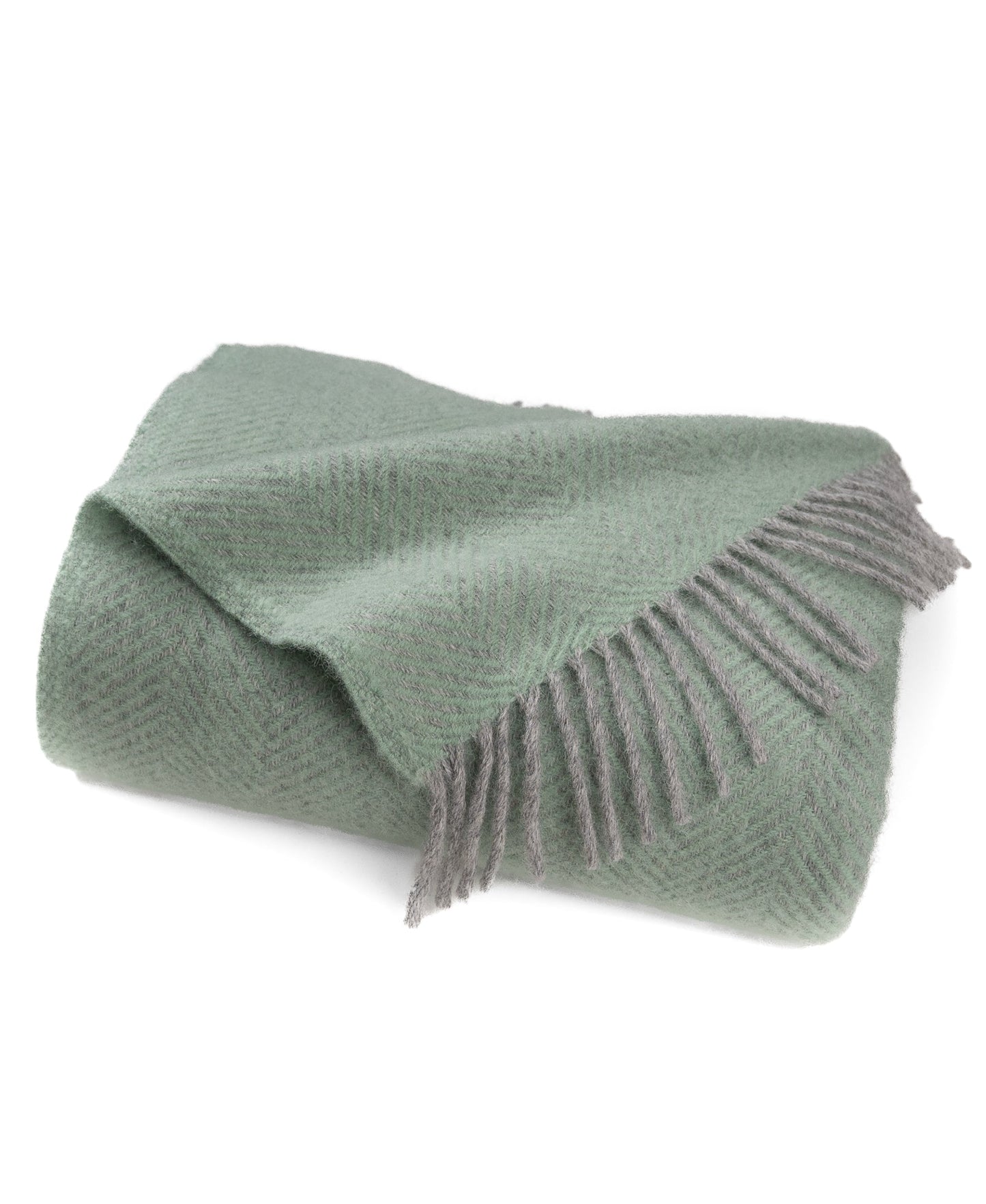 Highland Tweeds Herringbone  Pure New Wool Throw - Basil