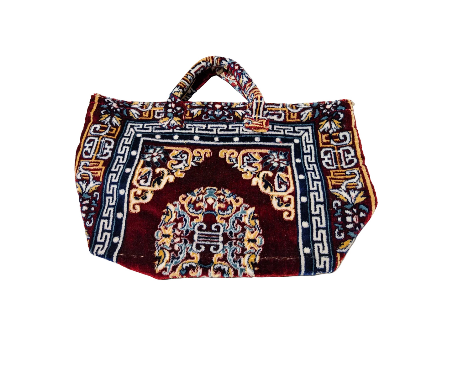Polyester Cotton Rug Fabric Bag Burgundy x Yellow
