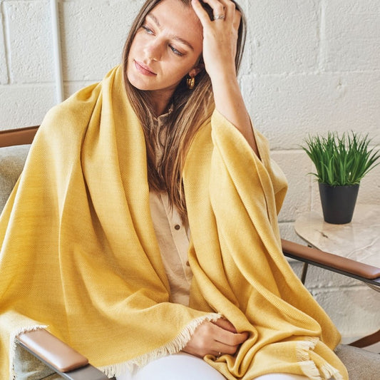 Dandelion Yellow Handloom Merino Light Weight Throw