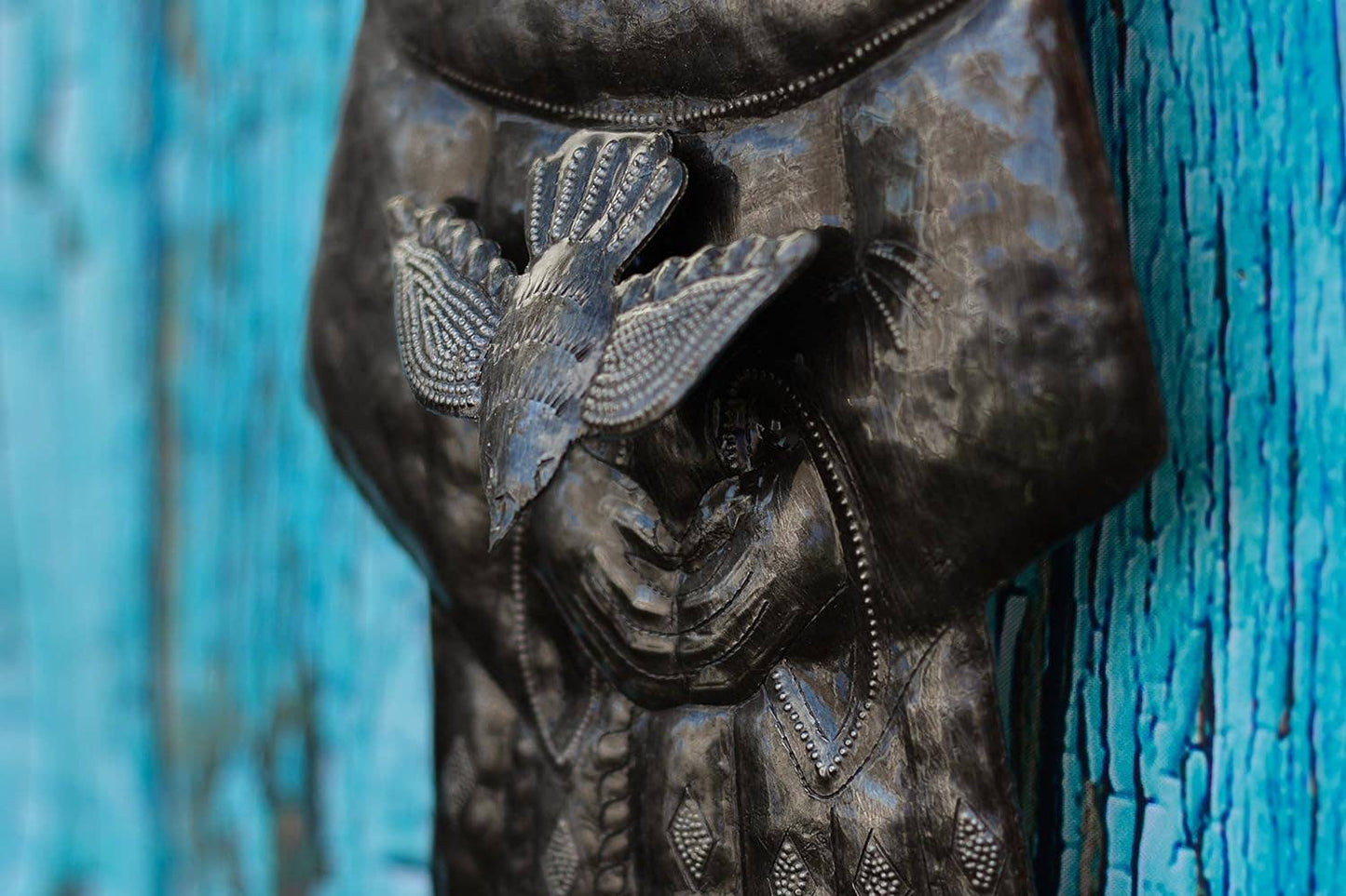 Saint Francis, with 3-D Bird, Fairtrade Haiti 7" x 17.5"