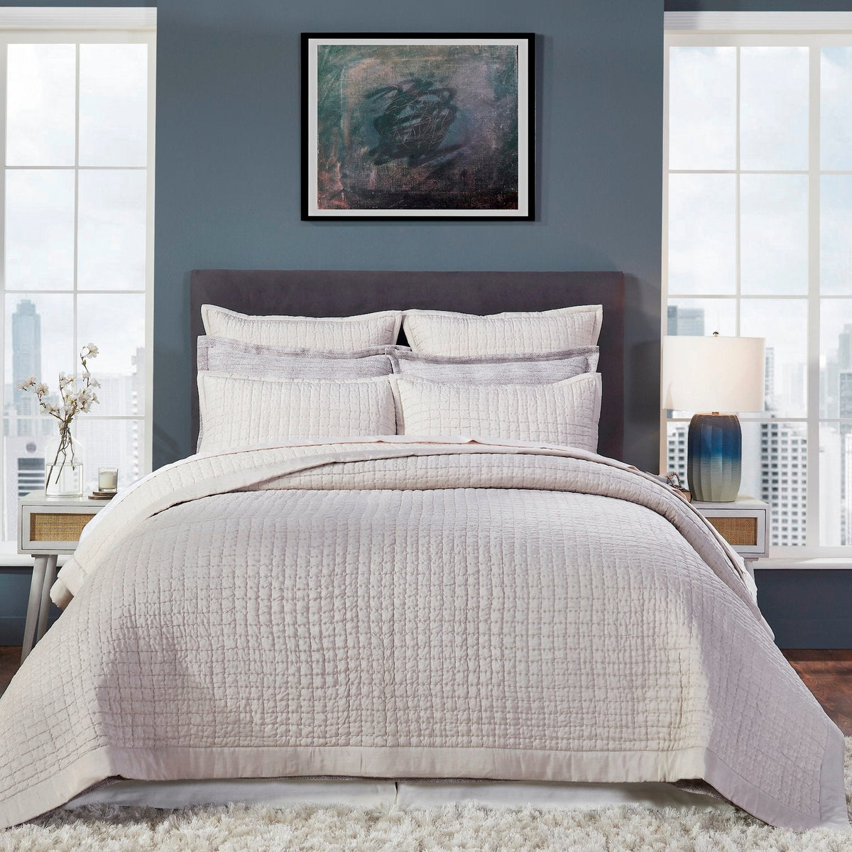 Malibu Square Quilted Silk Coverlet