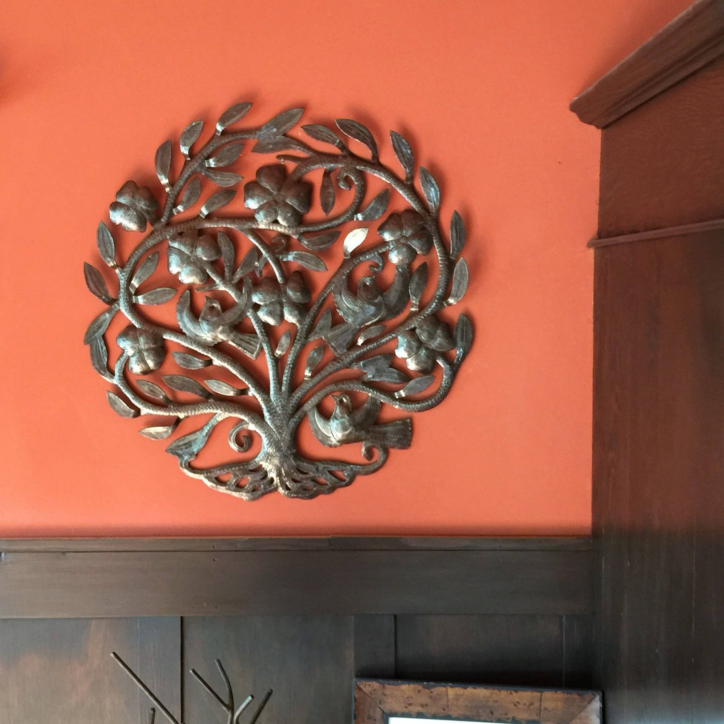 23" Musical Floral Tree of Life Metal Wall Hanging Art Haiti Indoor Outdoor Sculpture