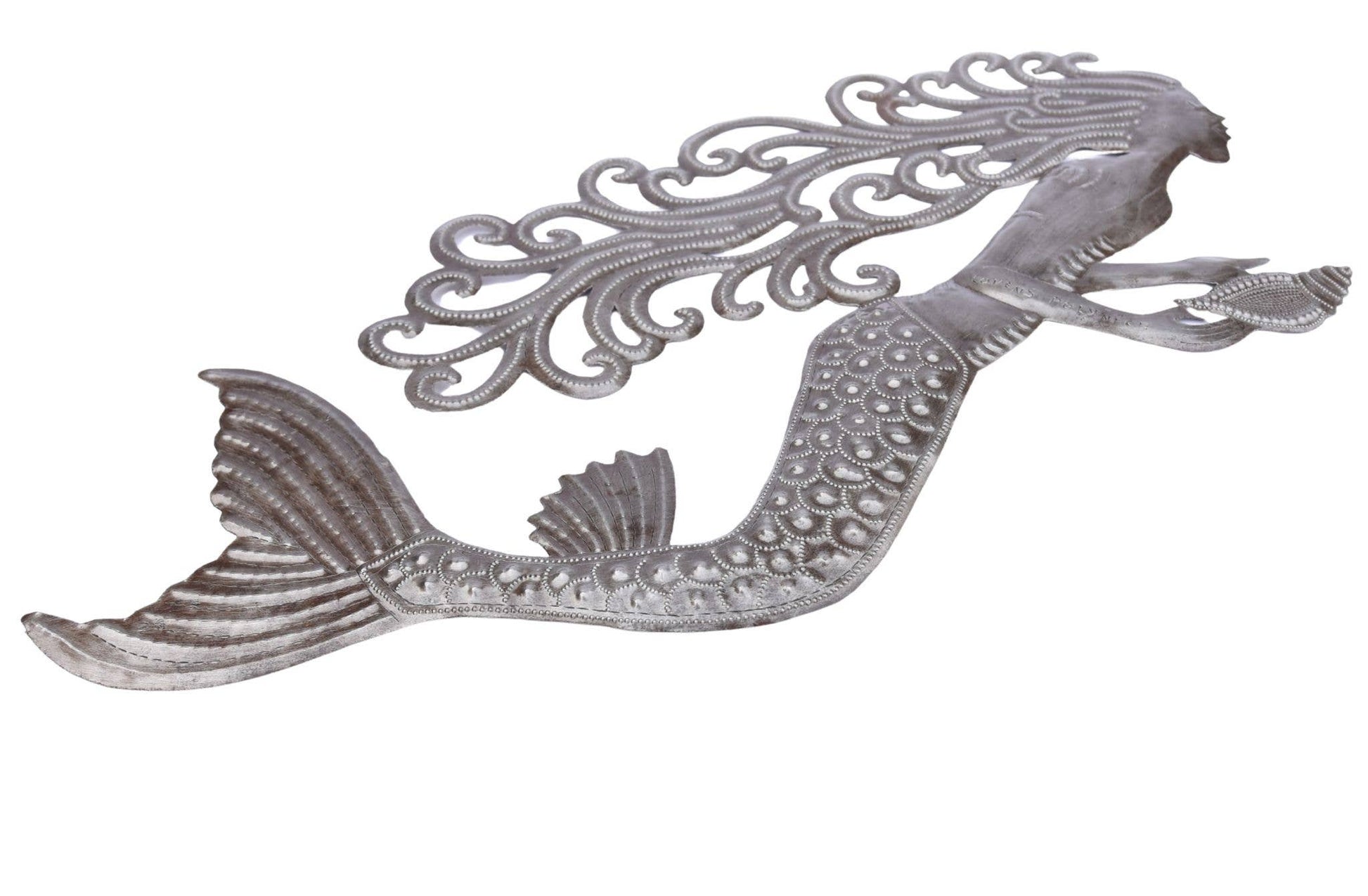 Handmade Haitian Mermaid Recycled Metal Wall Art