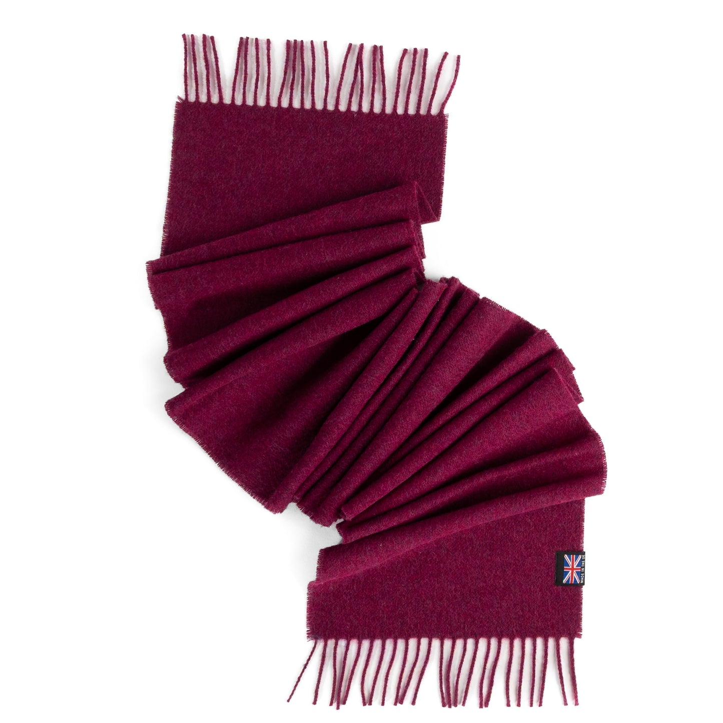 Fringed Merino Wool Scarf - Crimson