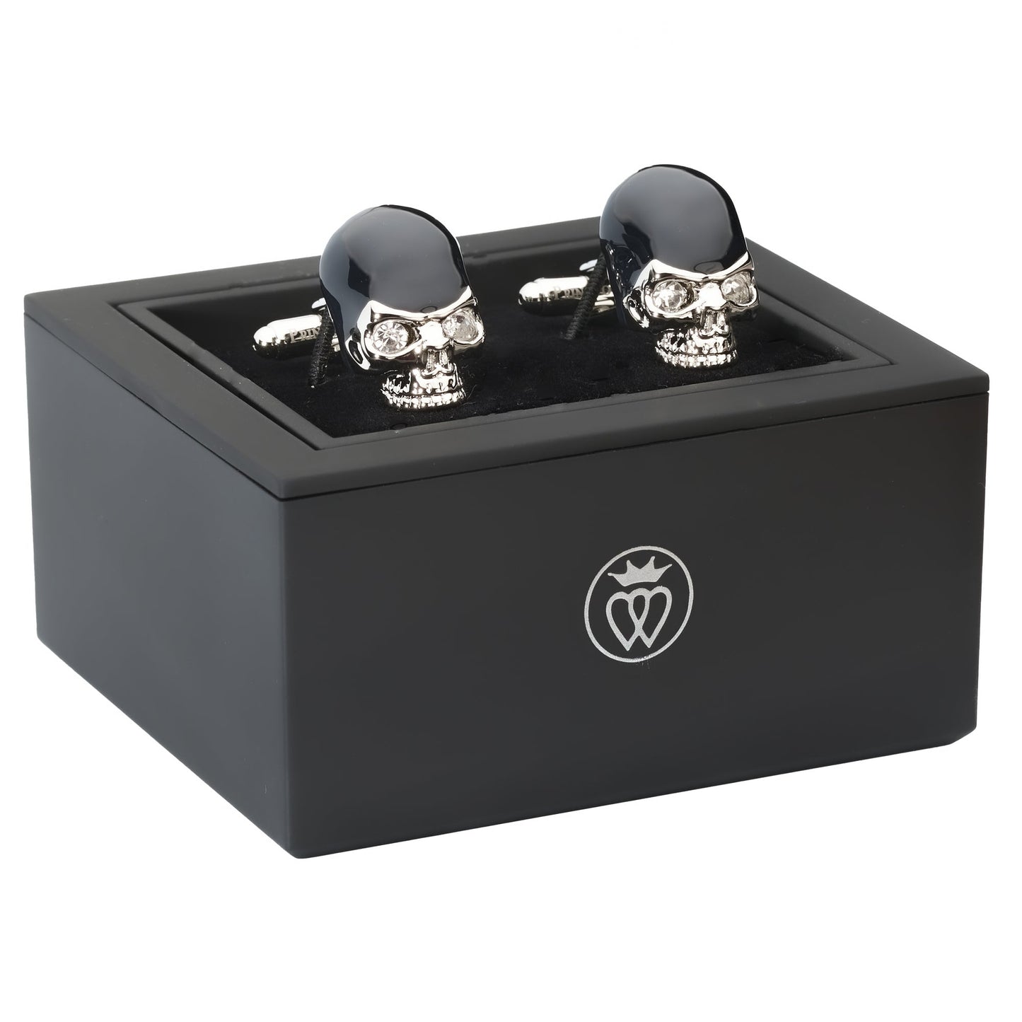 Black Crystal Skull Cufflinks – Dark Gothic Luxury Accents