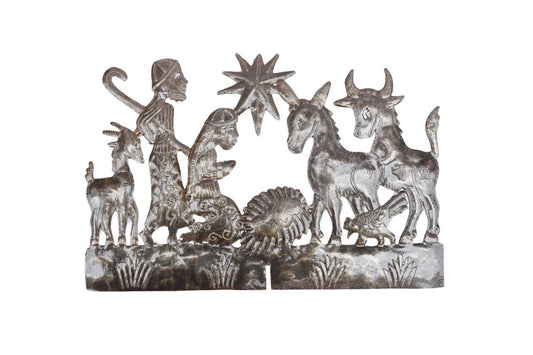 Haitian Metal 2-Panel Nativity Handmade Dimensional