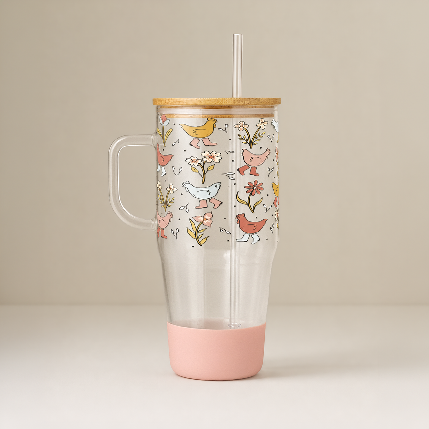 Funky Chicken in Rainboots 32oz Tumbler & Pink Boot Bundle