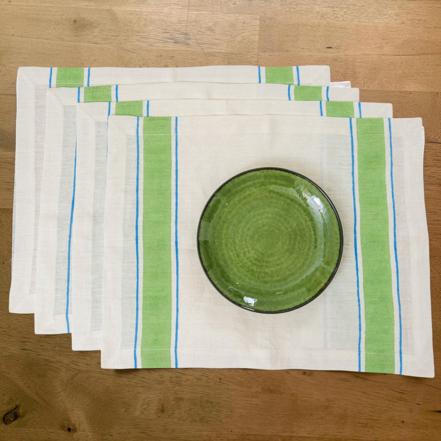 Leher Linen Placemats - Green (Set of 2)