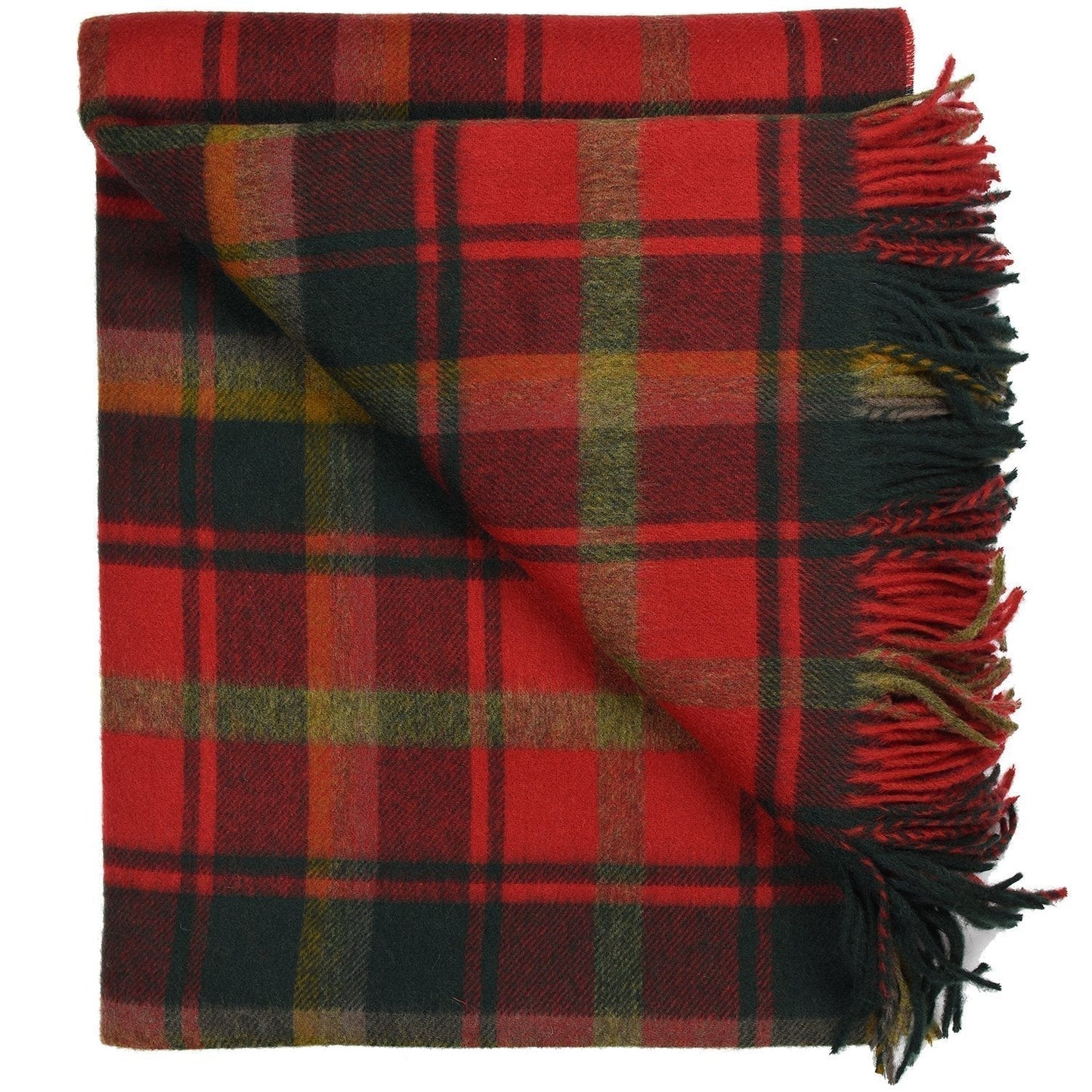 Highland Tartan Tweed Merino Wool Throw - Dark Maple