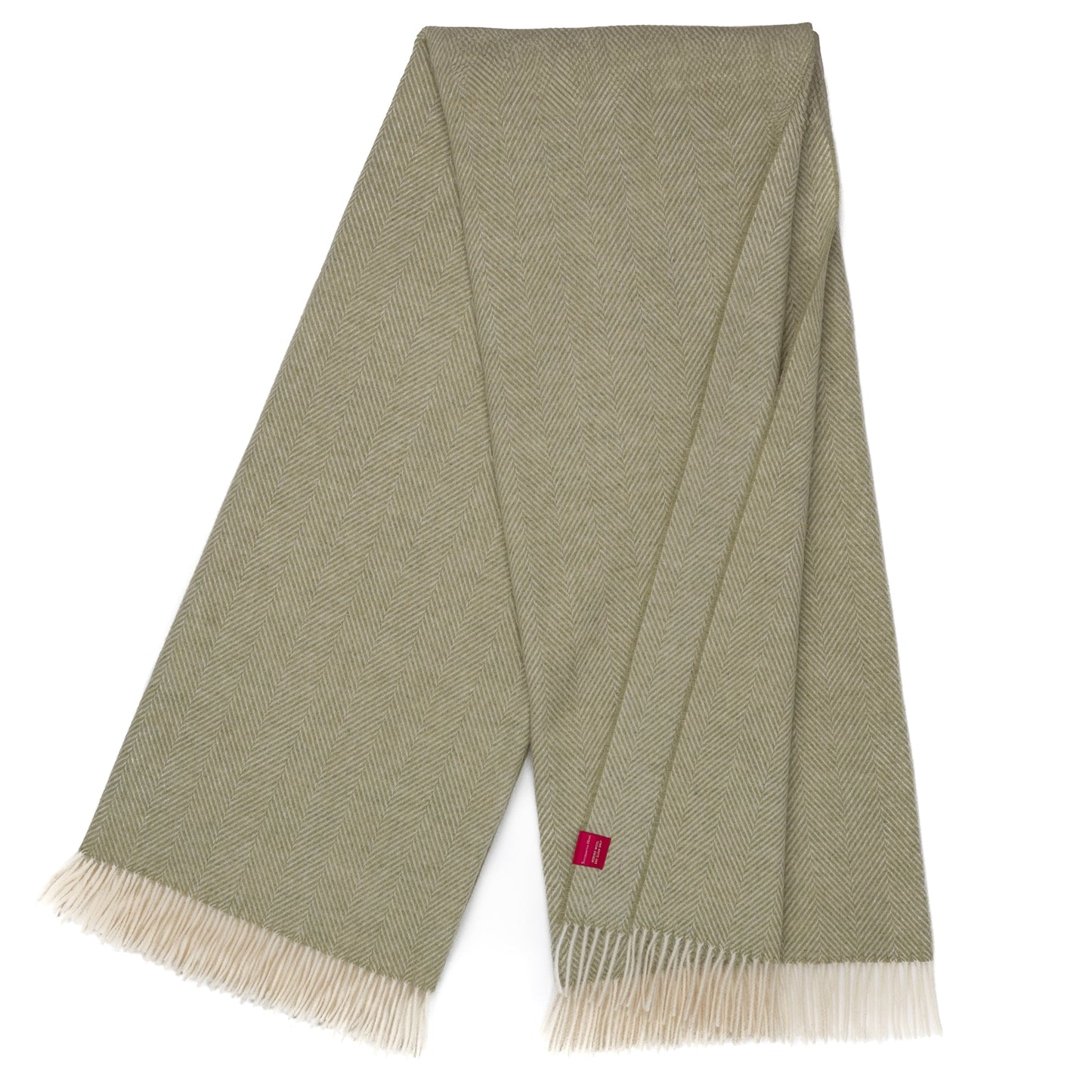 Southampton Home Merino Wool Herringbone Throw - Celery