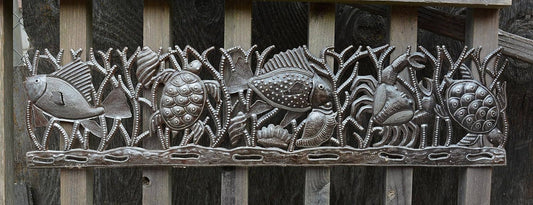 Haitian Sea Life Metal Wall Art Over Door Decor 32" x 8"