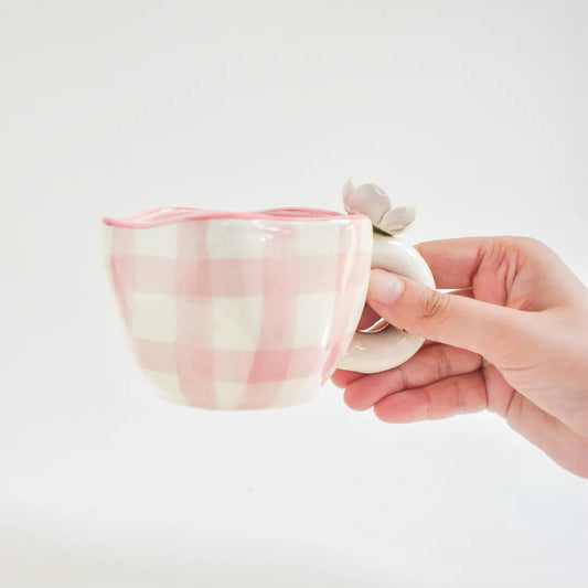 Handmade Ceramic Cup - Daisy (Pink)