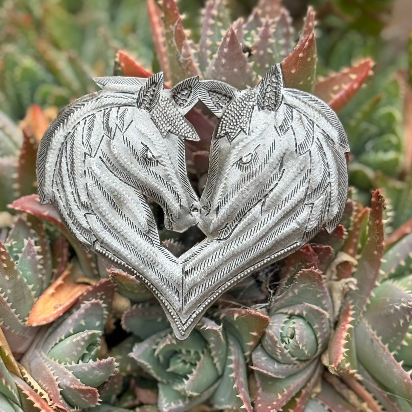 Fair Trade Handmade Haitian Metal Horse Head Heart Ornament