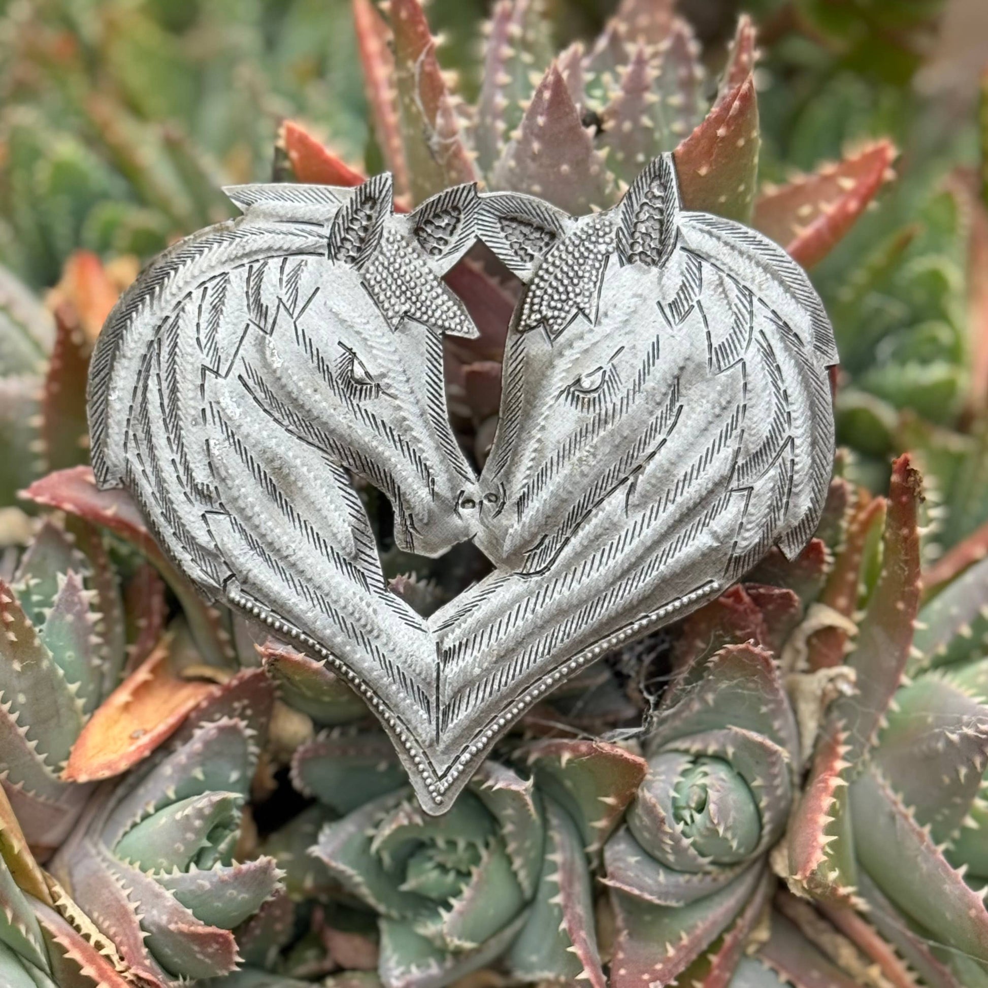 Fair Trade Handmade Haitian Metal Horse Head Heart Ornament