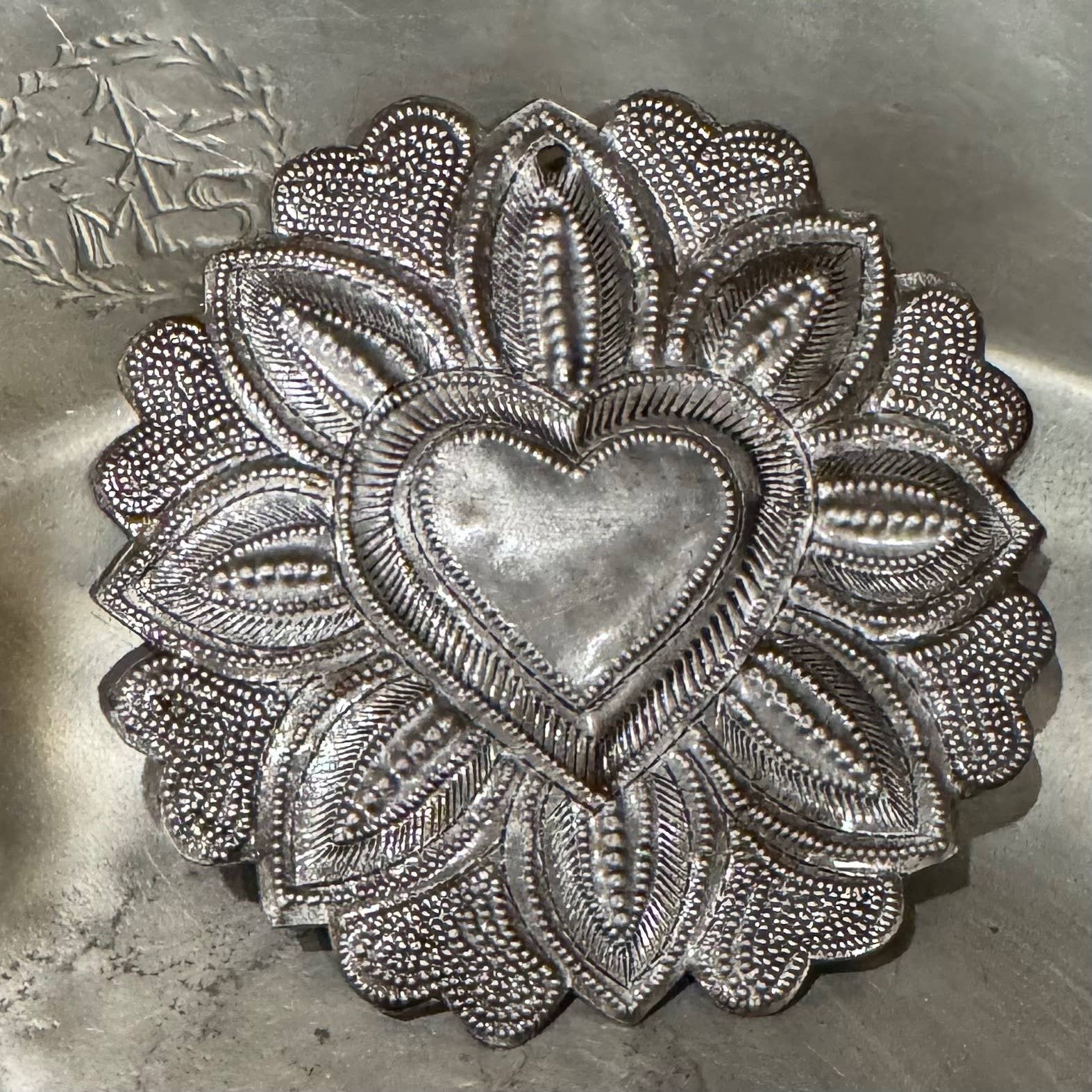 Handmade Recycled Metal Heart Art – Haiti – 4.5” x 4.5”