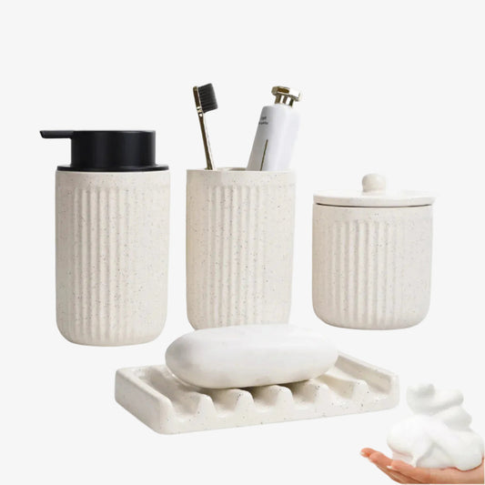 BosilunLife Pockmark 4-Piece Foaming Bathroom Set Recycled Ceramic Eco-Clay