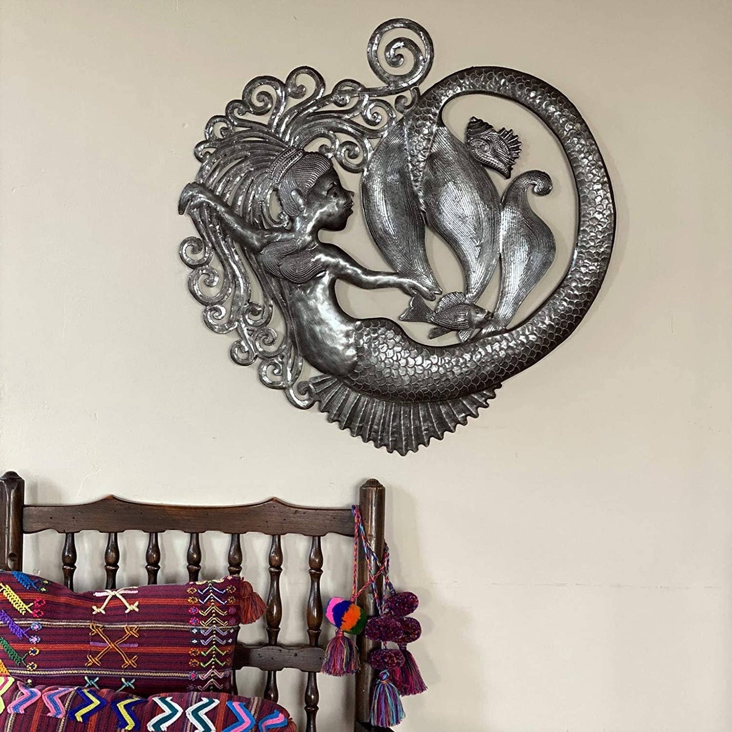 23" Mermaid Art, Heart Shaped Plaque, Nautical and Sea Life