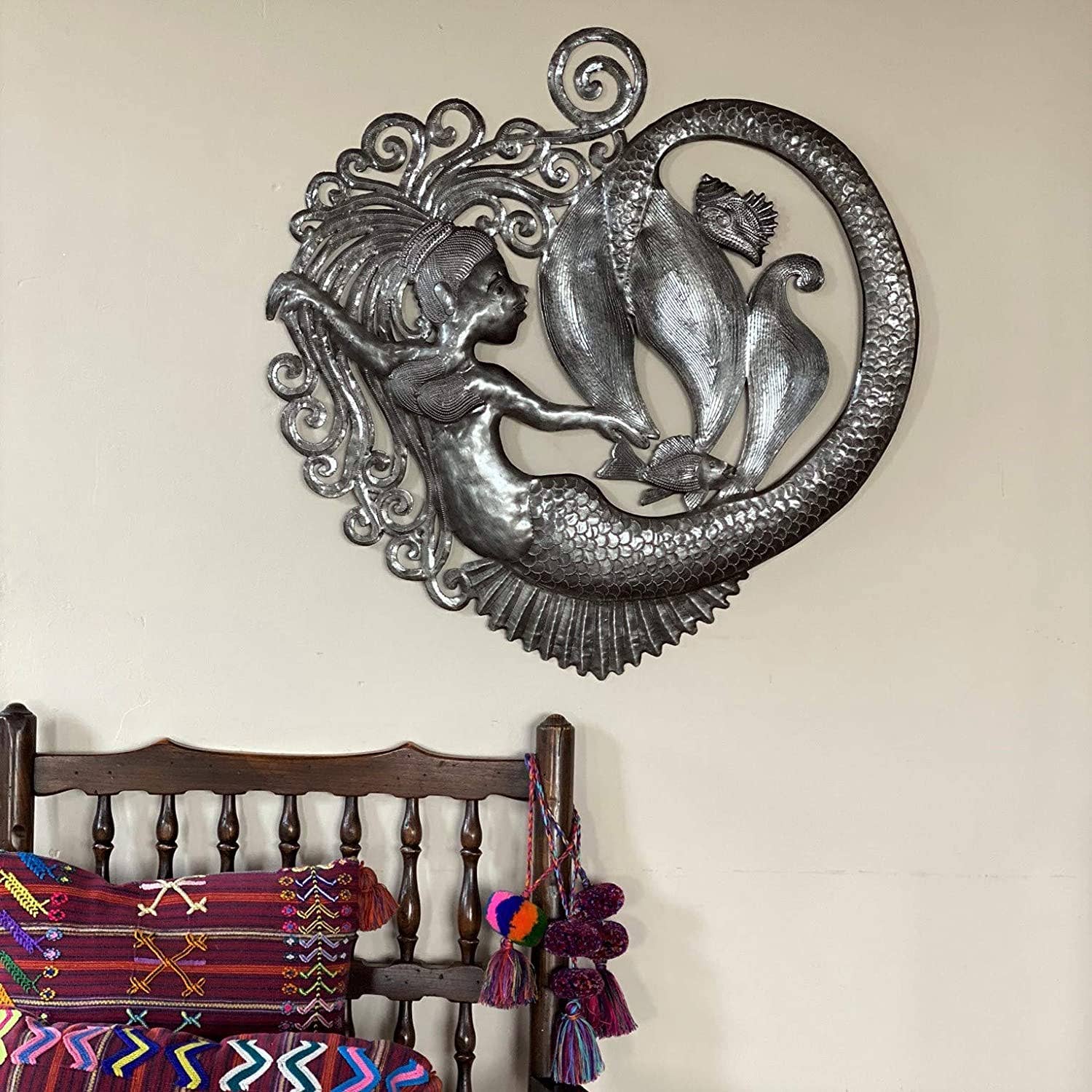 23" Mermaid Art, Heart Shaped Plaque, Nautical and Sea Life