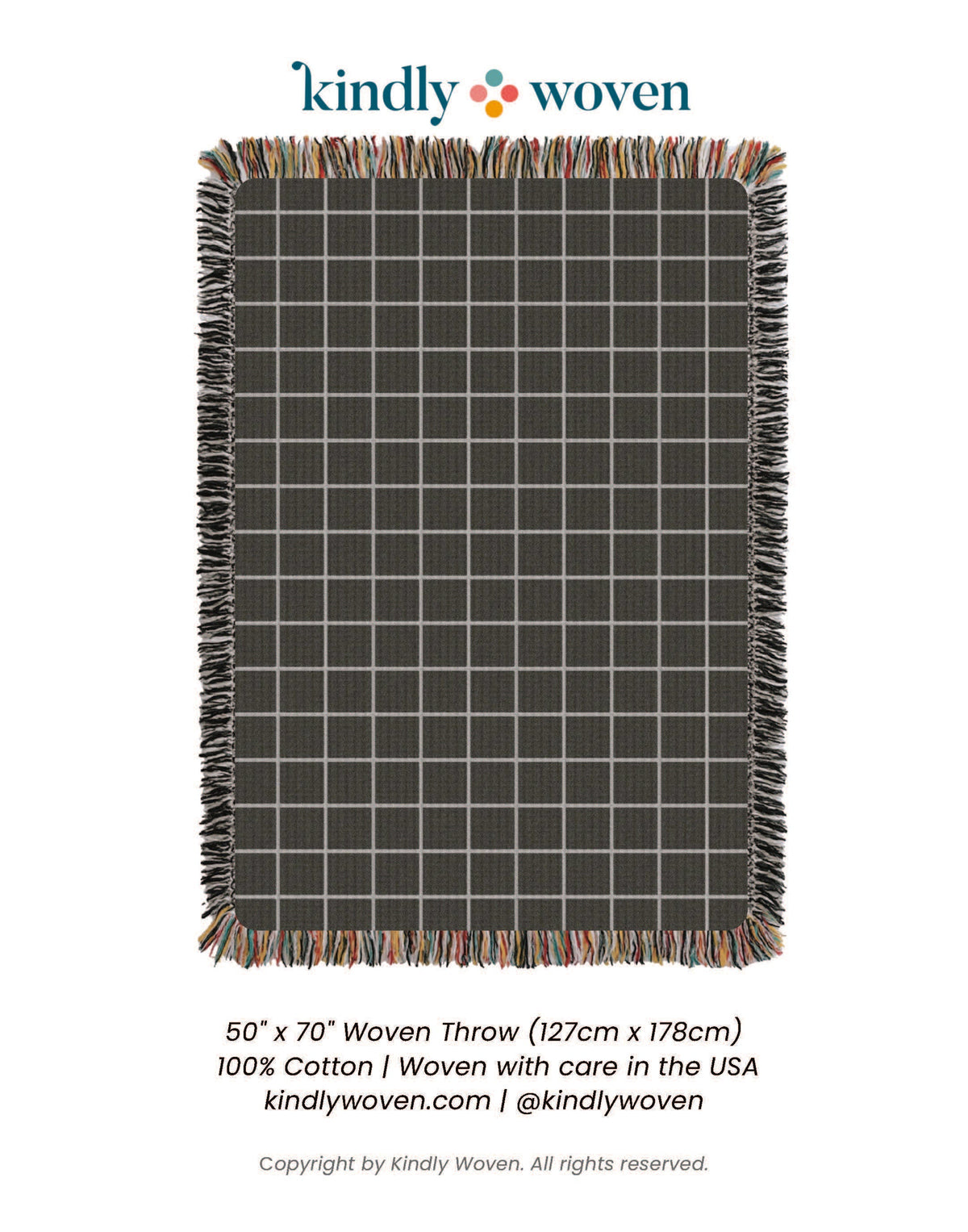 Charcoal Grid Jacquard Woven Throw