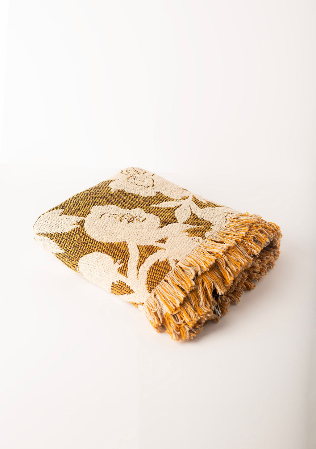 Gold Floral Jacquard Woven Throw