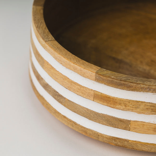 Whitehaven Striped Mango Wood Nested Serving Bowls Set of 3