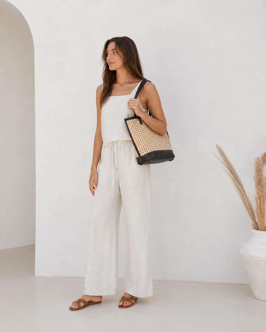 Raja Leather and Cane Tote