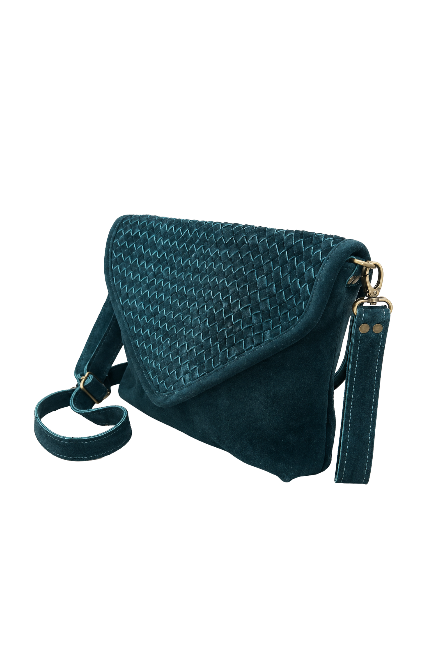 Teal Suede Woven Everyday Bag