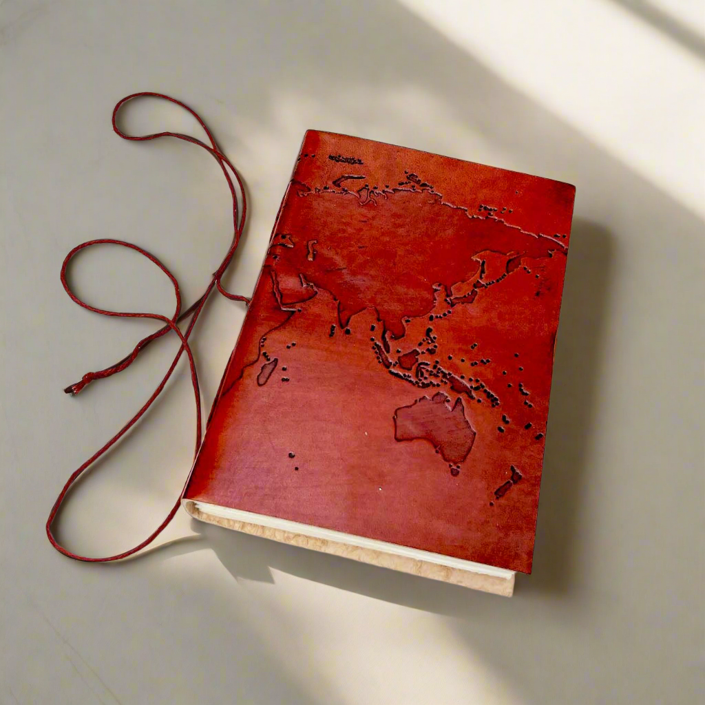 Vintage World Map 7x5 Handmade Leather Journal