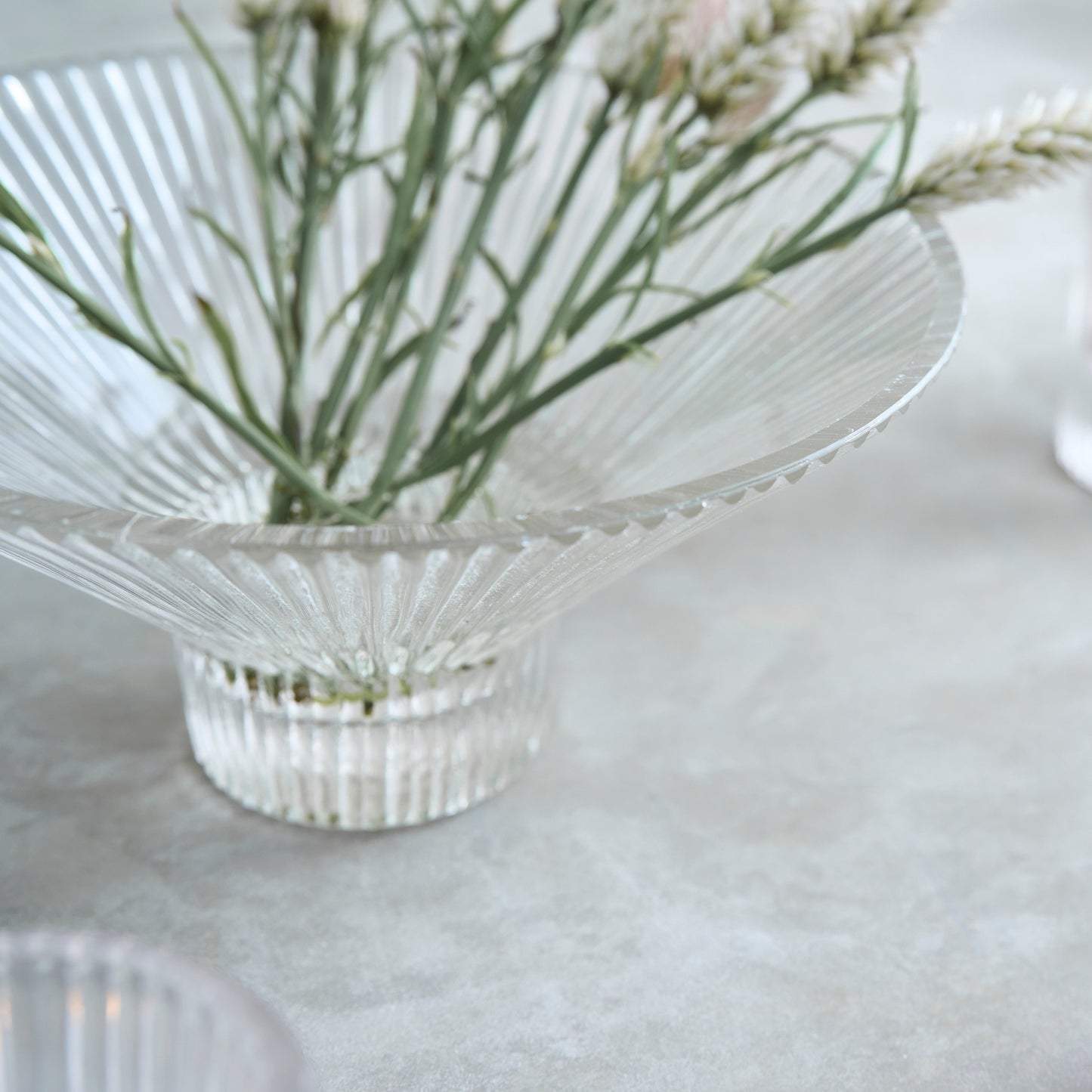 Pressed Clear Glass Low Bowl