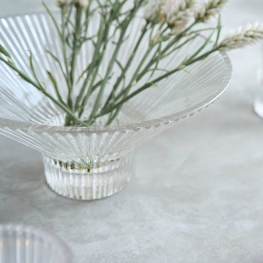 Pressed Clear Glass Low Bowl