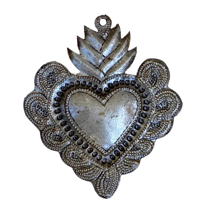Sacred Heart, Recycled Metal, Religious Folk Art 3"