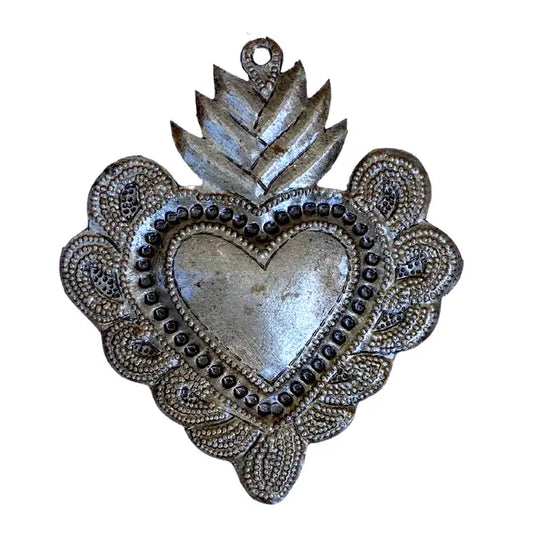 Sacred Heart, Recycled Metal, Religious Folk Art 3"