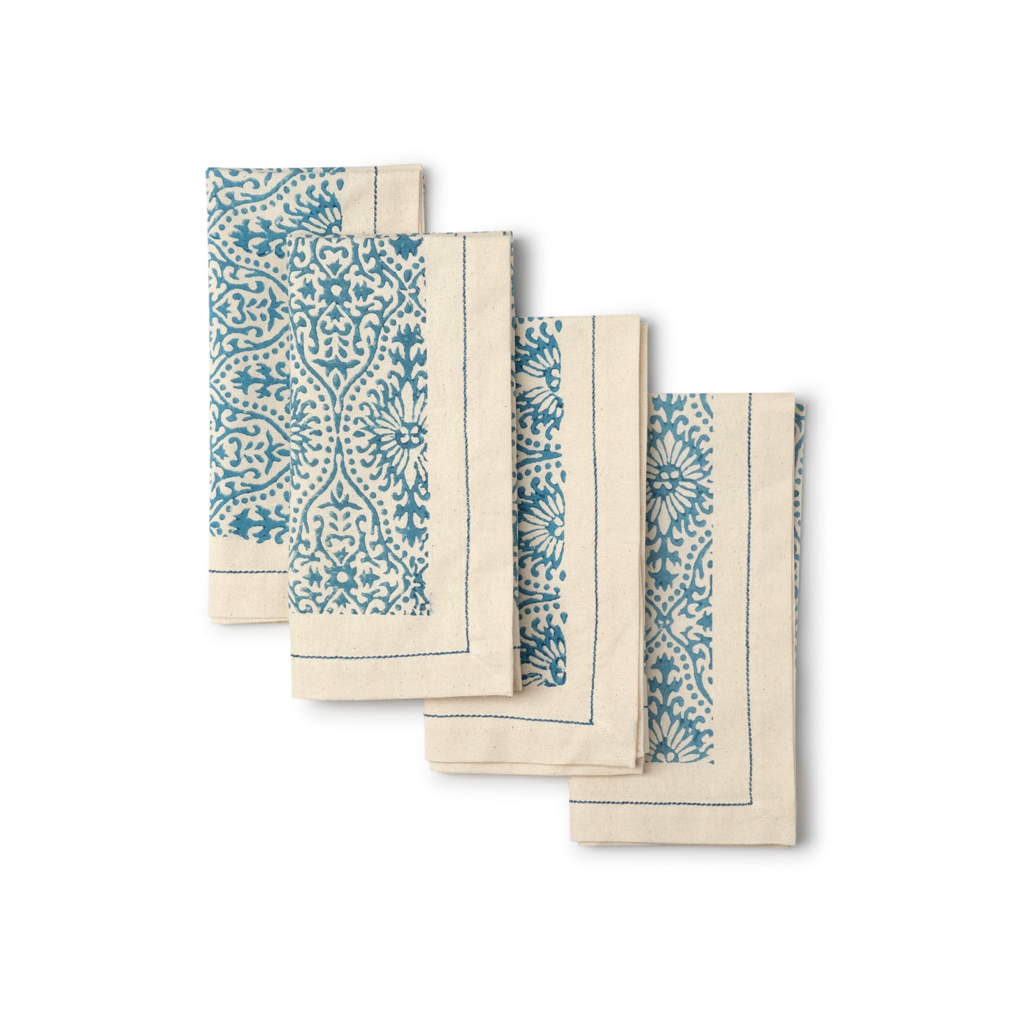 Hand Block Printed Cotton Napkins, Set of 4 | 18″×18″ | Fair Trade | Embellish