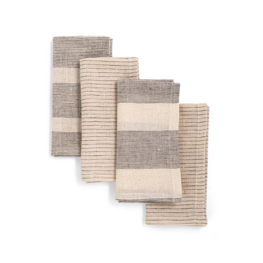 Handwoven Organic Cotton Napkins, Set of 4 | 16"x16" | Fair Trade | Rhythm