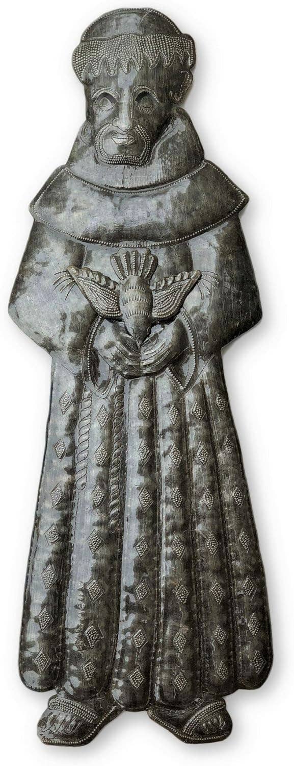 Saint Francis, with 3-D Bird, Fairtrade Haiti 7" x 17.5"