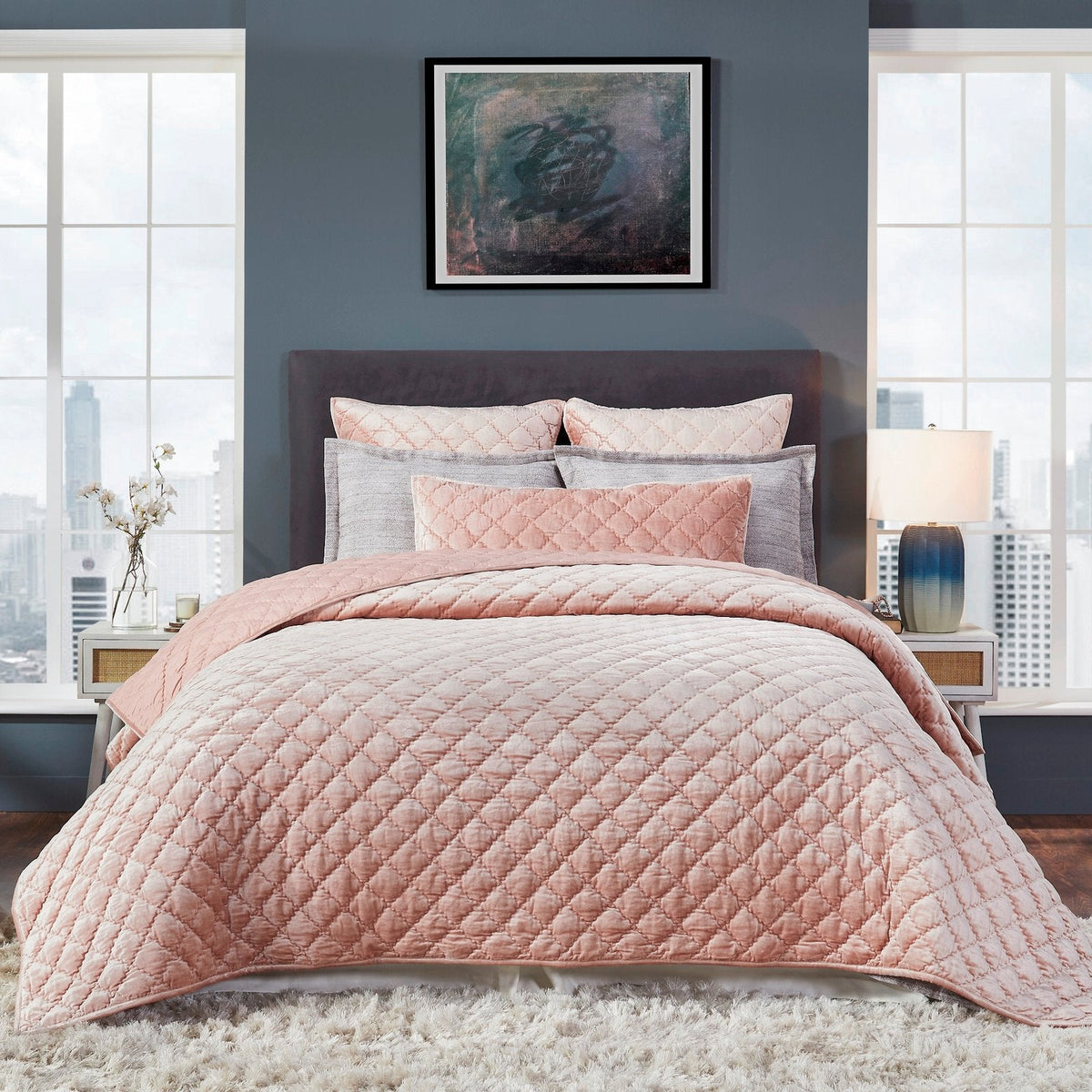 Clermont Diamond Velvet Quilt