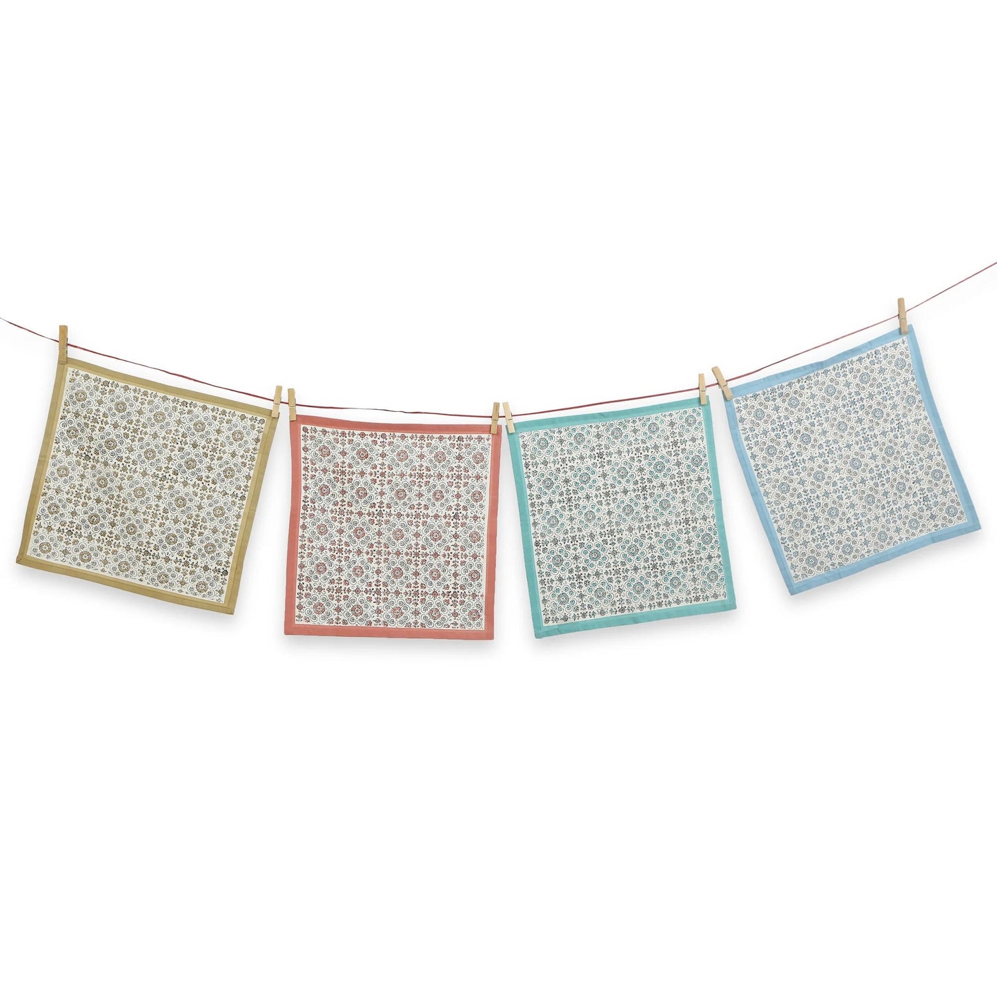 Hand Block Printed Cotton Napkins, Set of 4 | 16″×16″ | Reverie