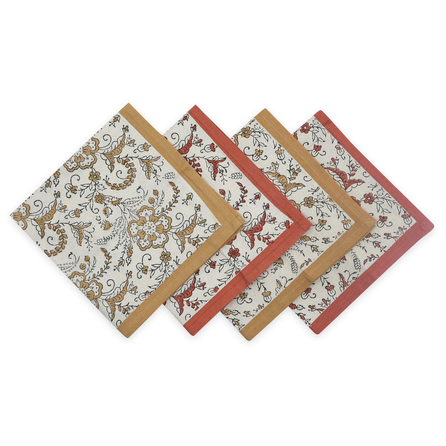 Hand Block Printed Cotton Napkins, Set of 4 | Ivy
