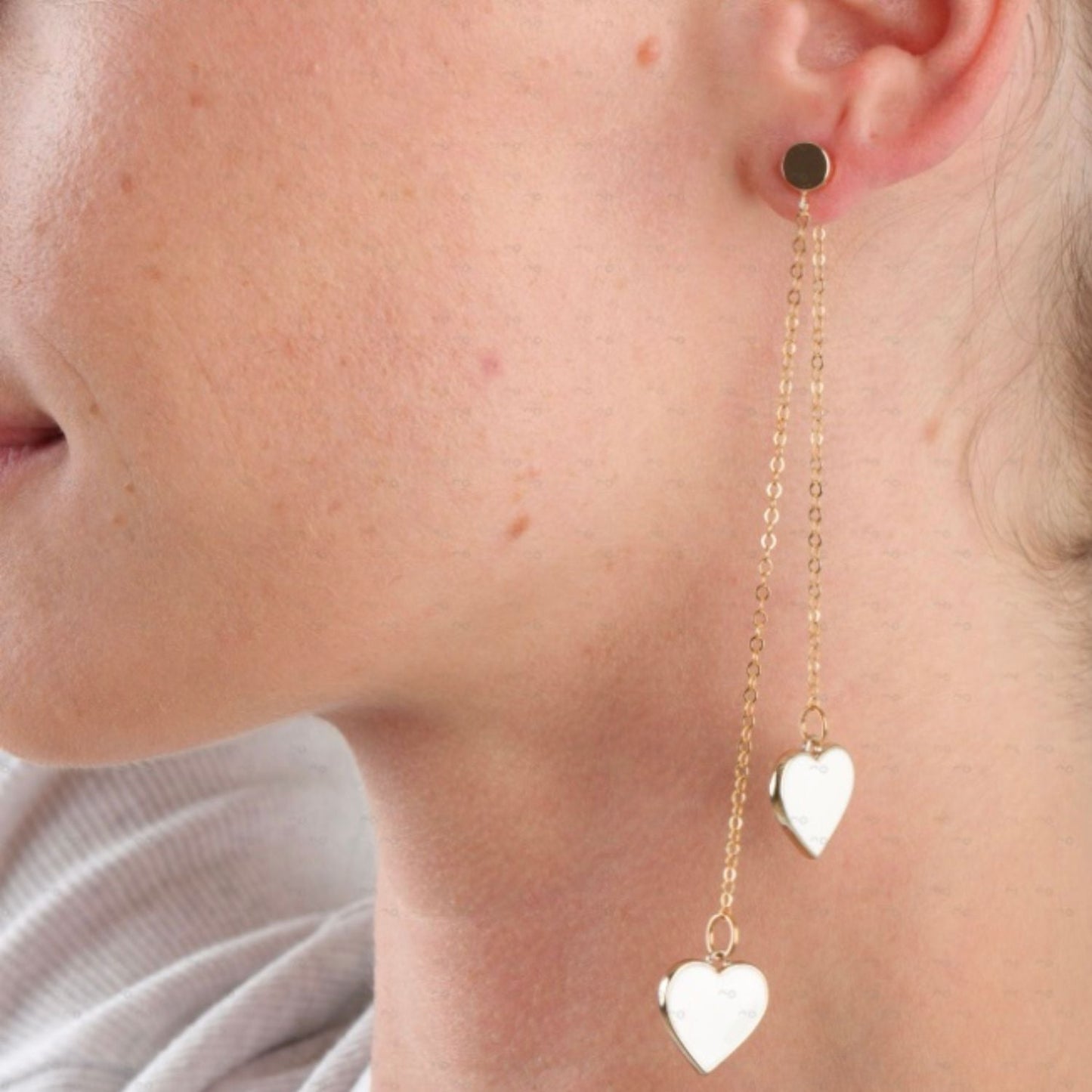 Single Hearted Girl White Heart Earrings | Gold Filled