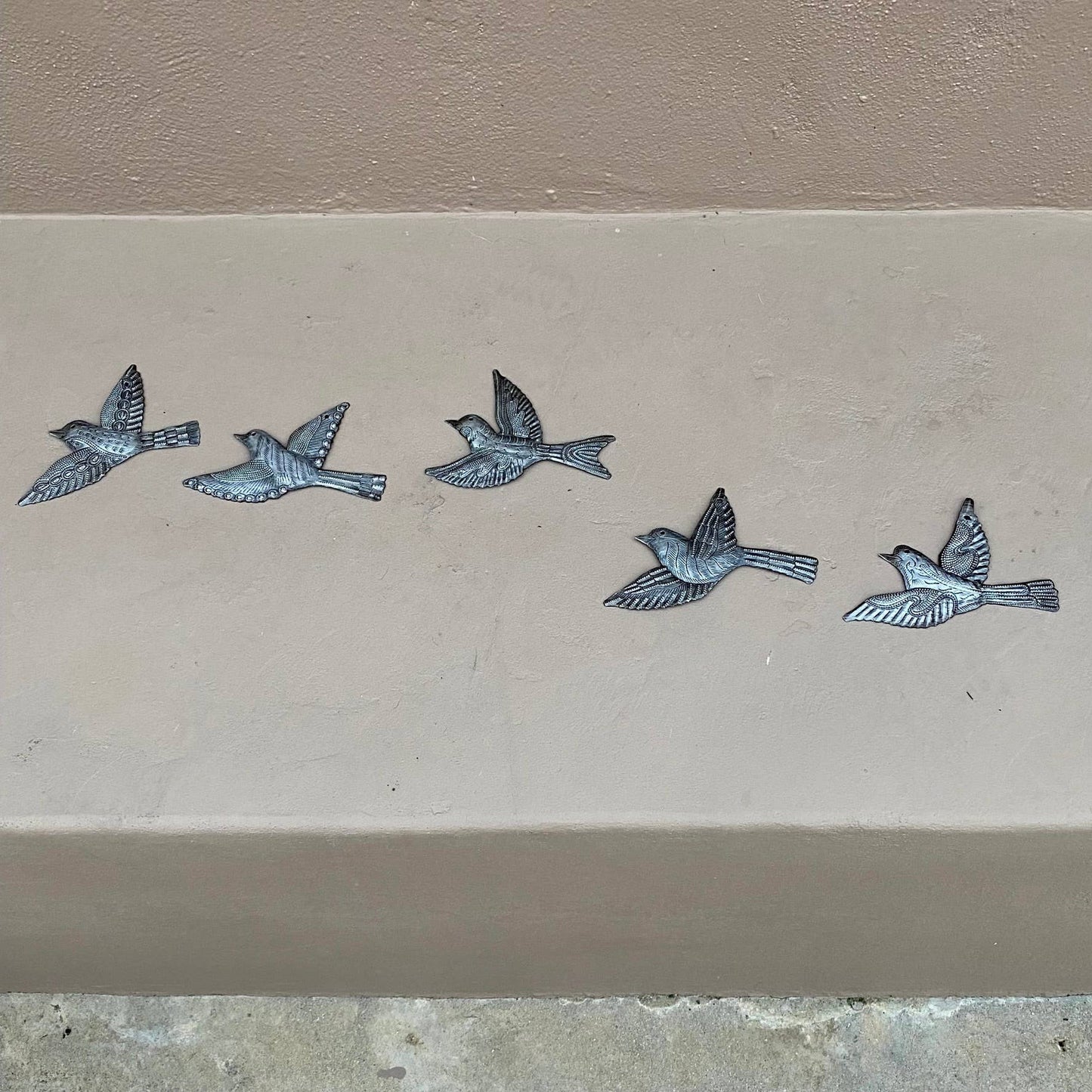 Set of 5 Metal Birds $5 ea. Flock Flying Left Recycled Art