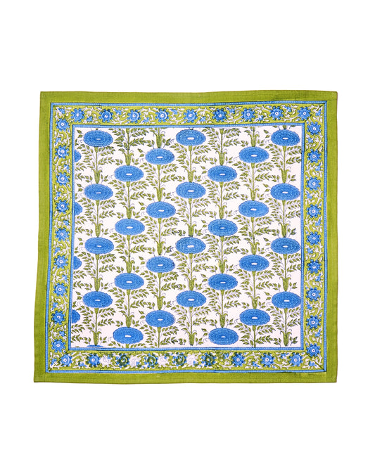 Blue Araminta Blockprint Napkins, Set of 4