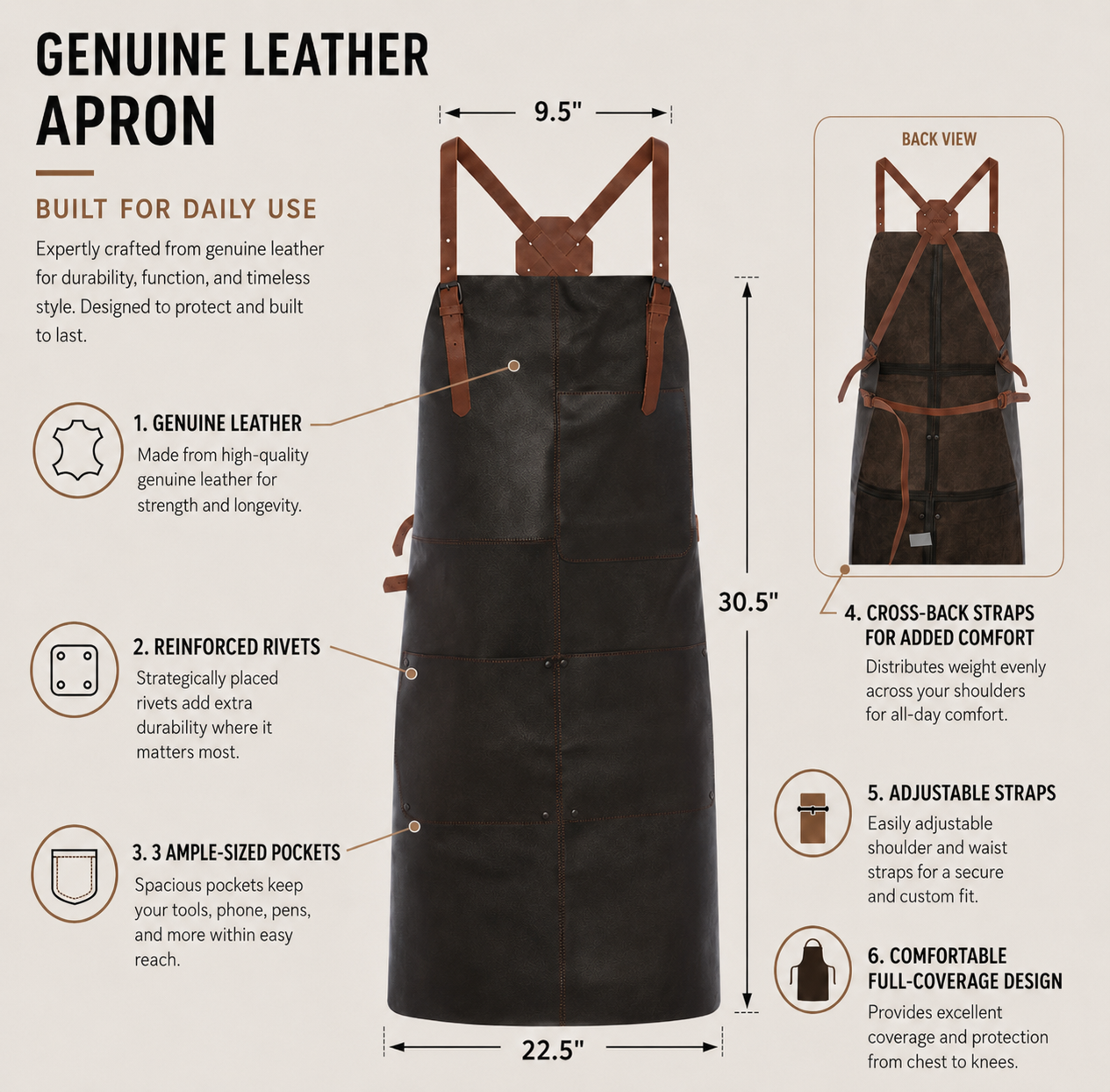 Theodore Leather Work Apron
