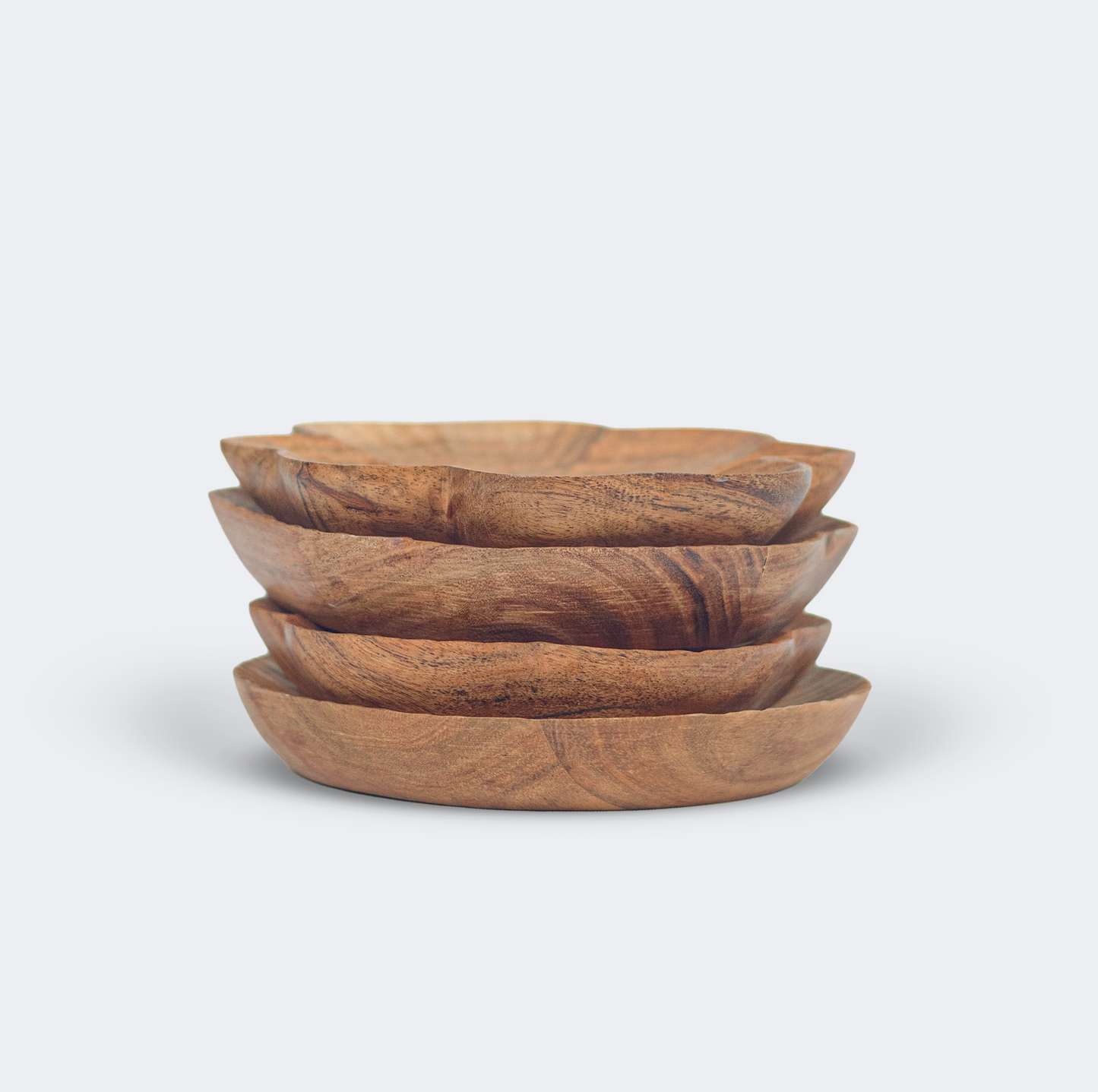 S/4 Handcarved Wooden Trinket Trays Gift Set