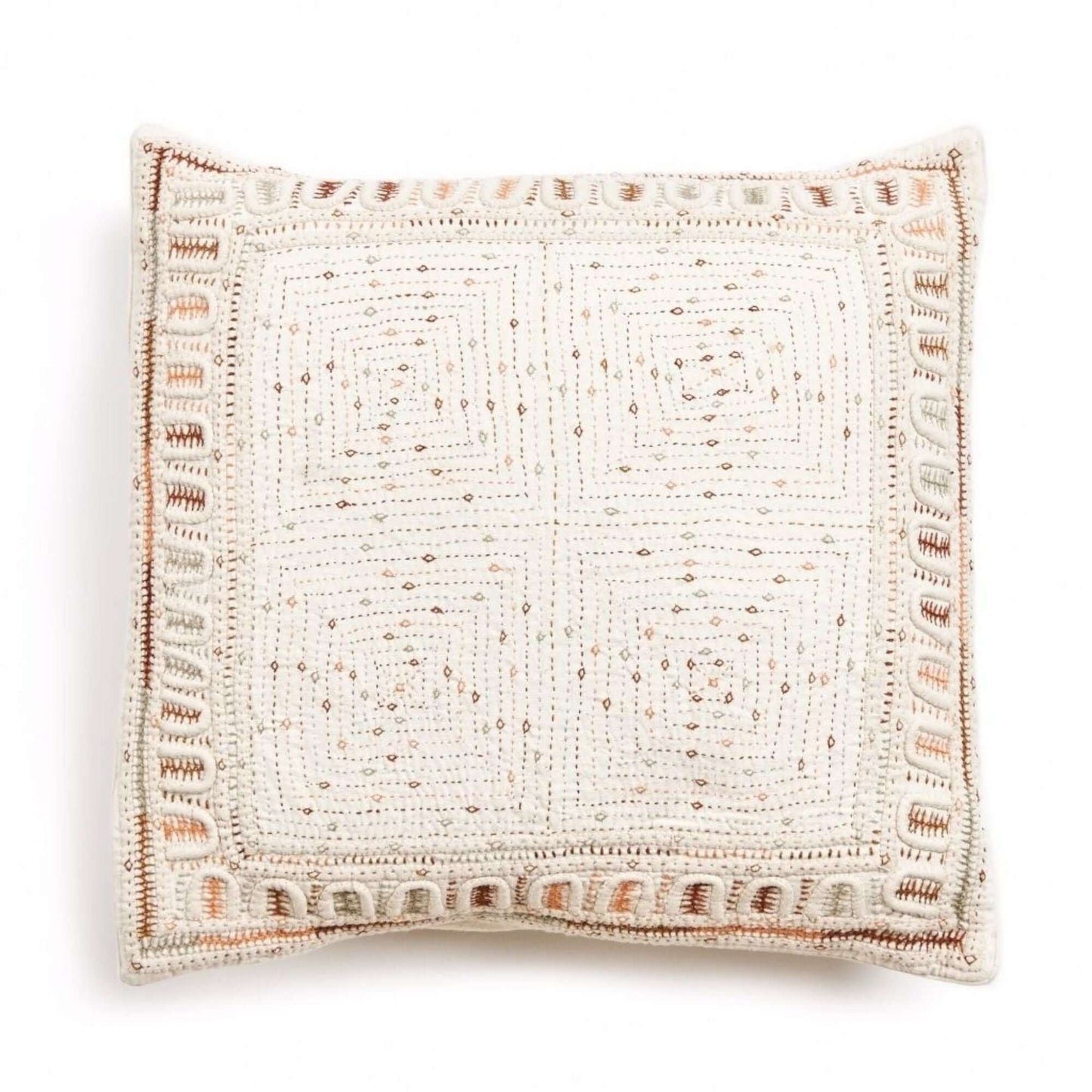 Maze Coral Hand Embroidered Cotton Pillow Cover
