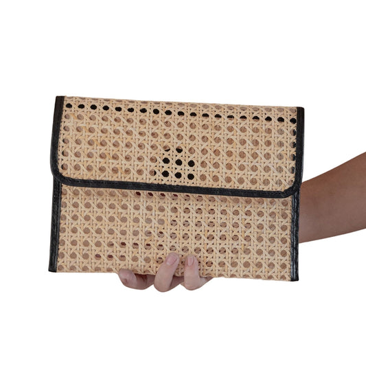 Eva Leather and Rattan Clutch