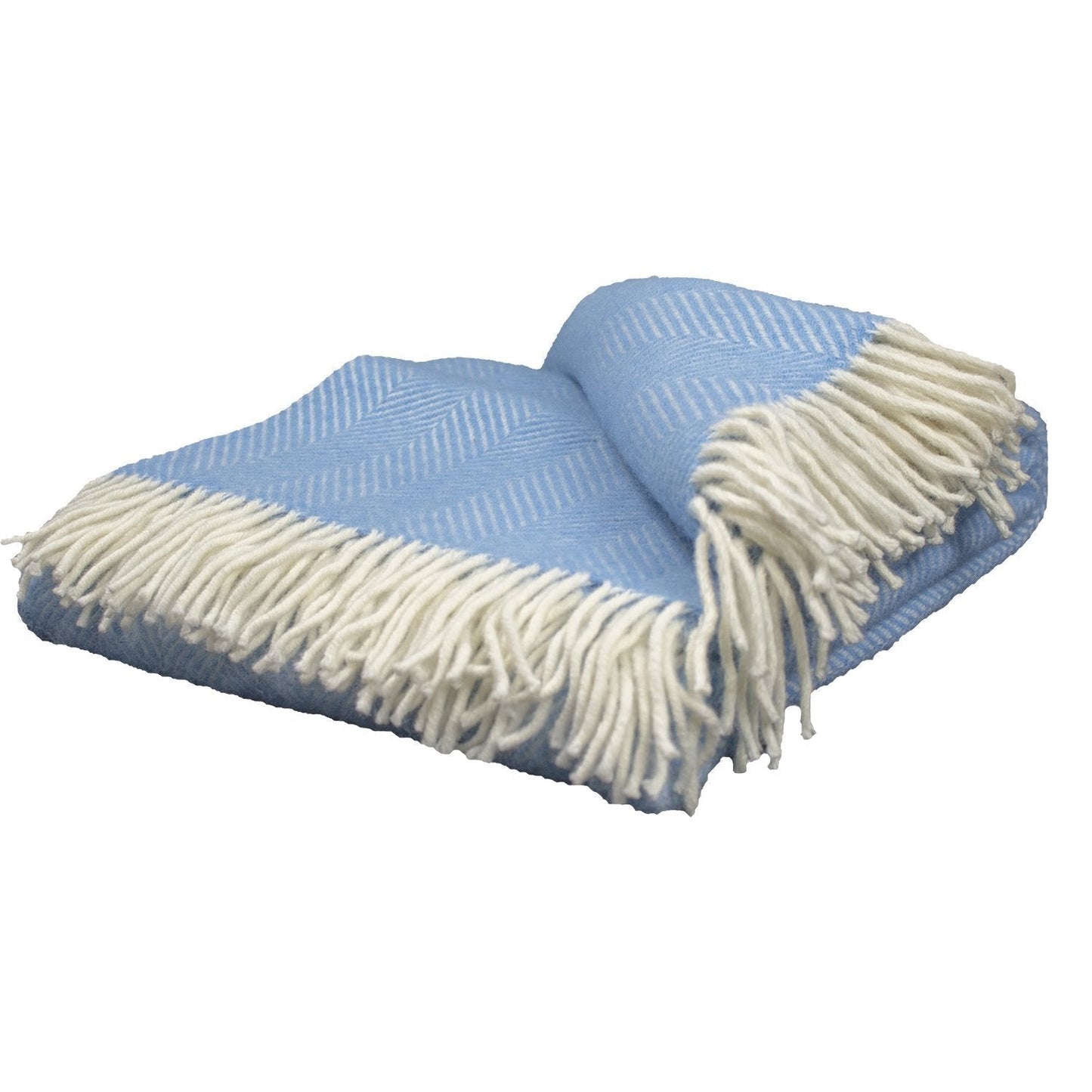 Highland Tweeds Herringbone Pure New Wool Throw - Sky Blue