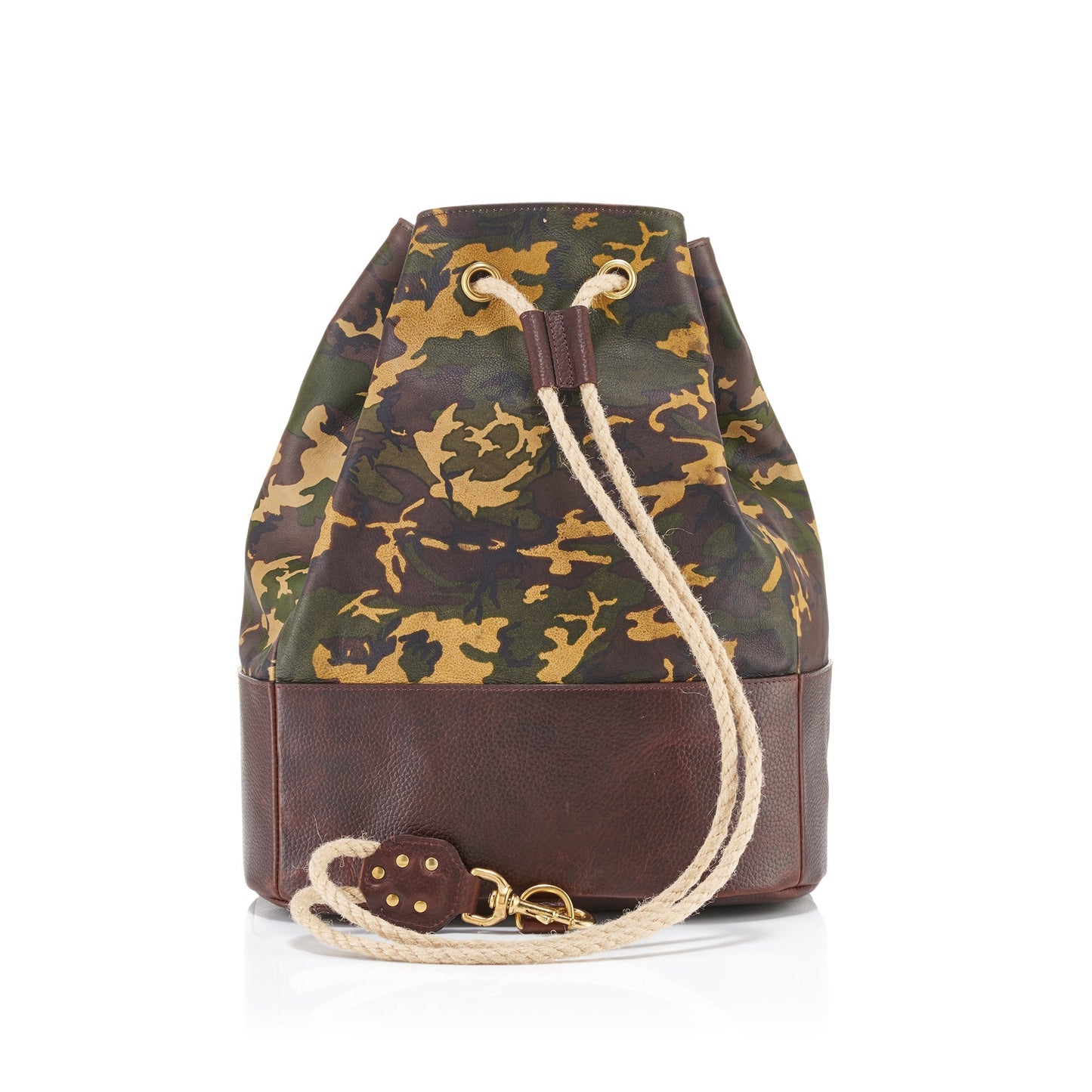 Wanderlust Leather Duffle Bag - Tan Camo