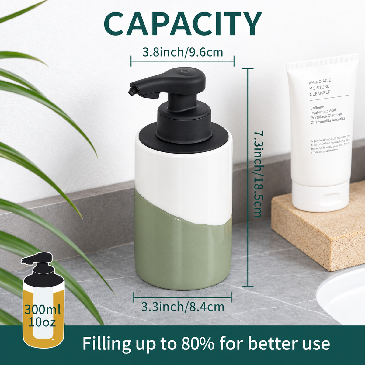 BosilunLife Nordic Garden Automatic Foaming Soap Dispenser 10 oz Recycled RebornClay™
